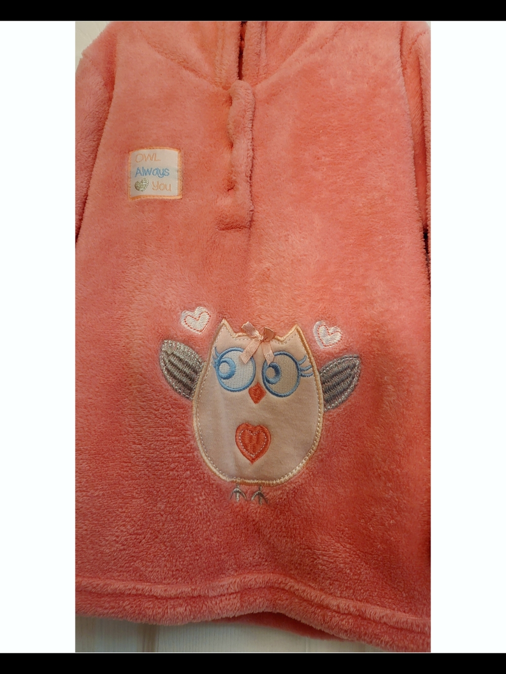 🌿DDG Darlings Girls 4T Pink Coral Fleece Hooded Owl Tunic Pullover Sweater - Picture 5 of 10